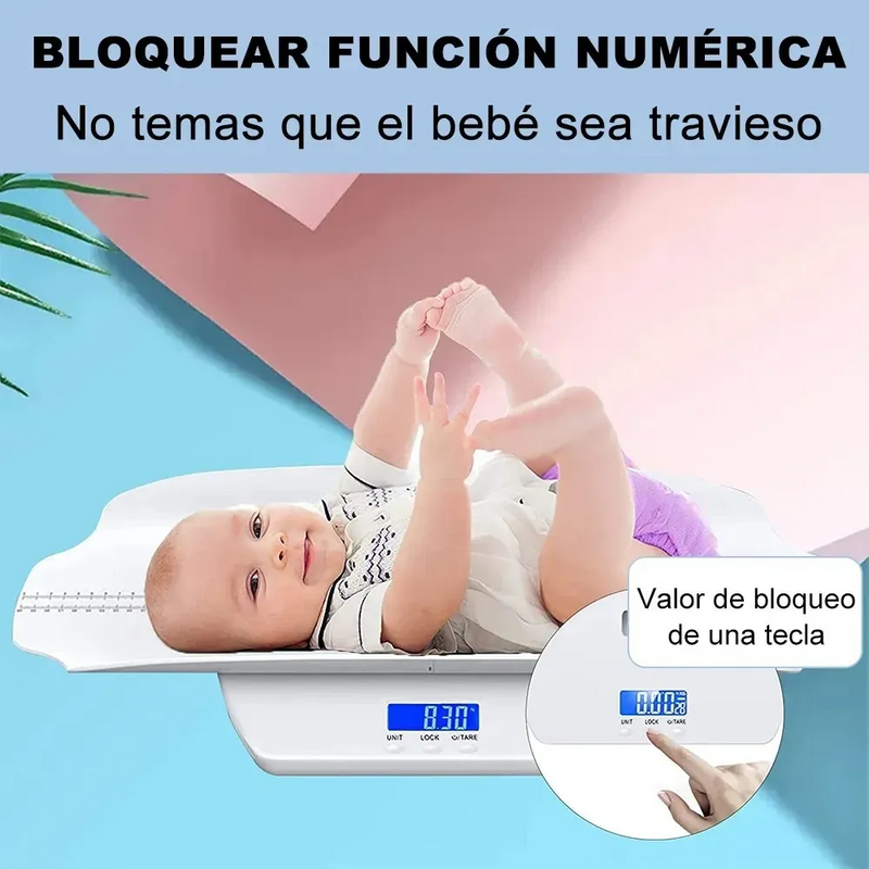 Bascula Digital Pediátrica Bebes LCD con Estadímetro 100kg