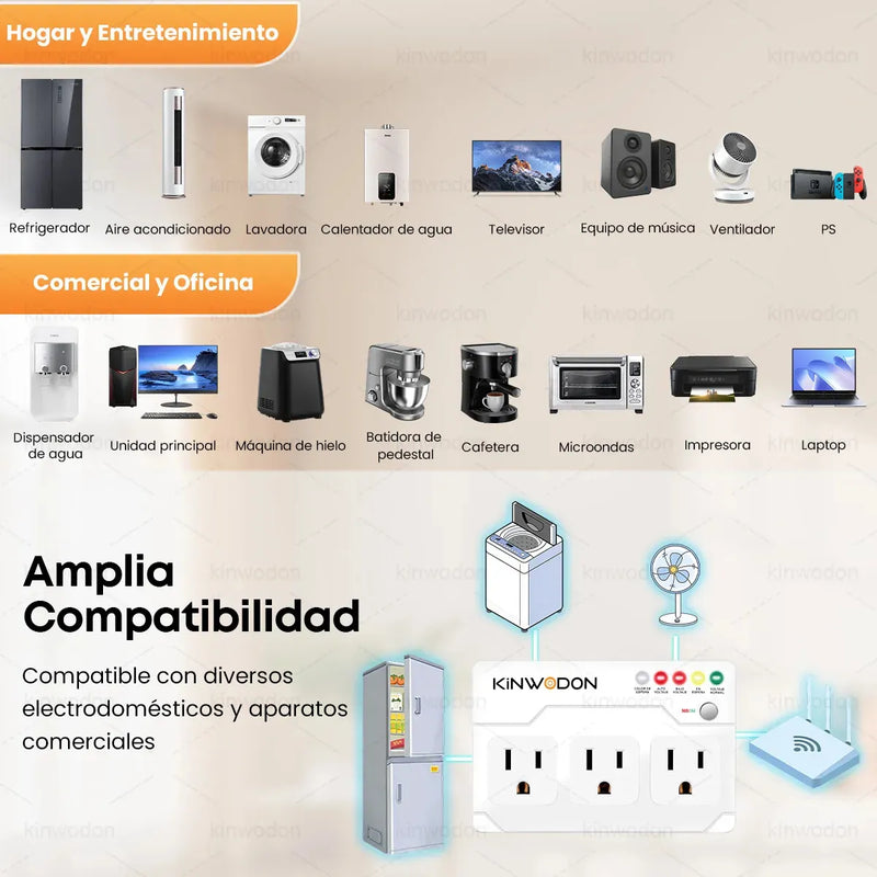 Protector de Voltaje 3800W 3 en 1 Kinwodon, Regulador para Equipos Electrónicos