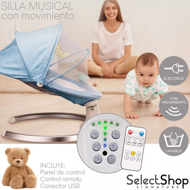 Silla Mecedora Musical Eléctrica para Bebé