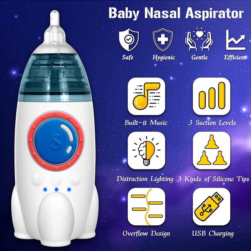 Aspirador Nasal Electrico para Bebe de Nave Espacial
