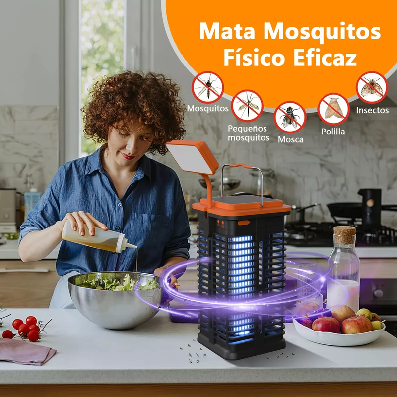 Lámpara Solar Antimosquitos con Luz Nocturna UV/LED 4000mAh