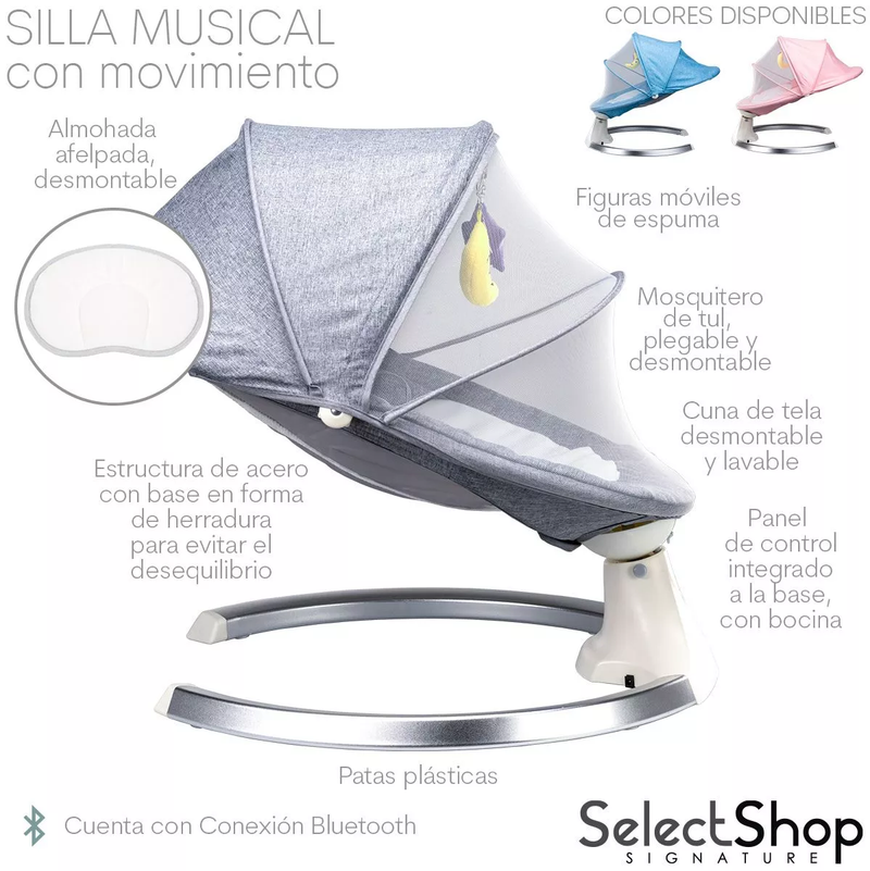 Silla Mecedora Musical Eléctrica para Bebé