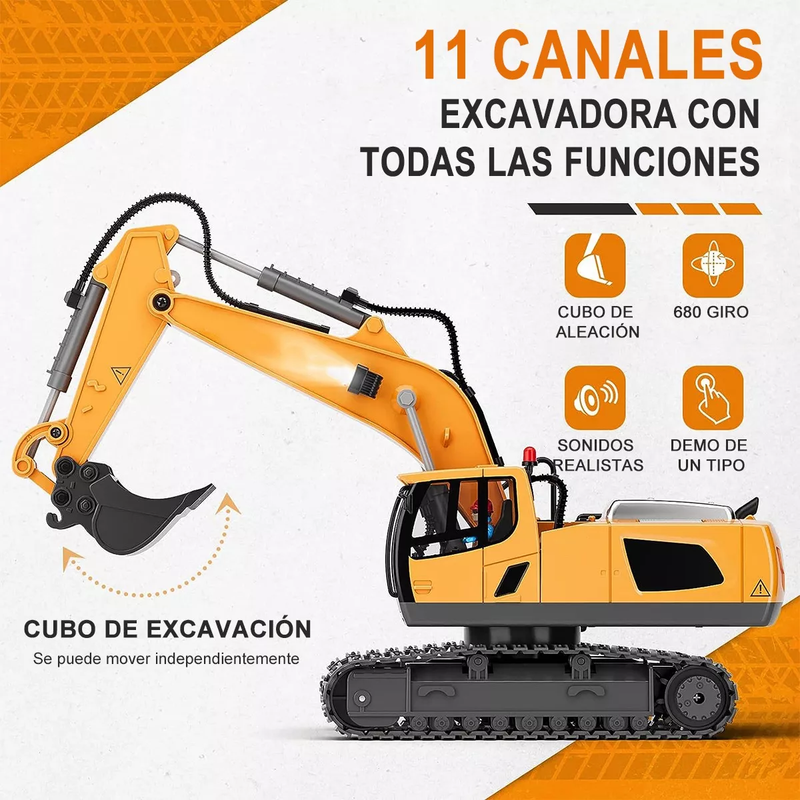 Excavadora a Control Remoto 2,4 GHz de 11 Canales