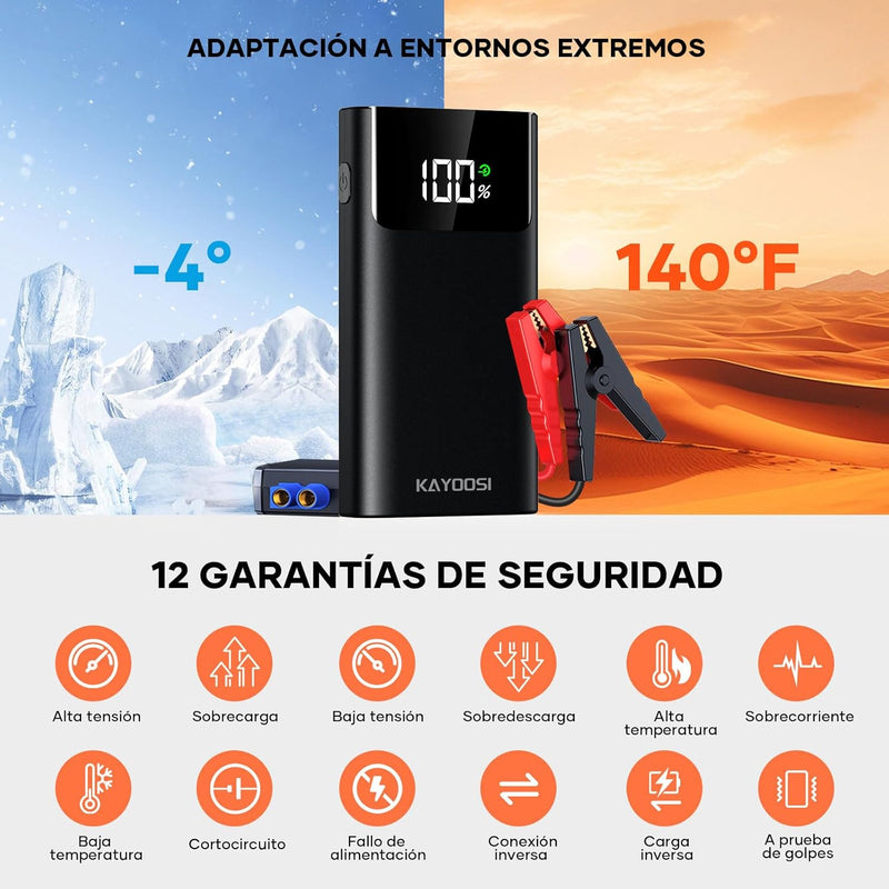 Arrancador Portátil de Batería de Coche 3000A Kayoosi con Pantalla LCD
