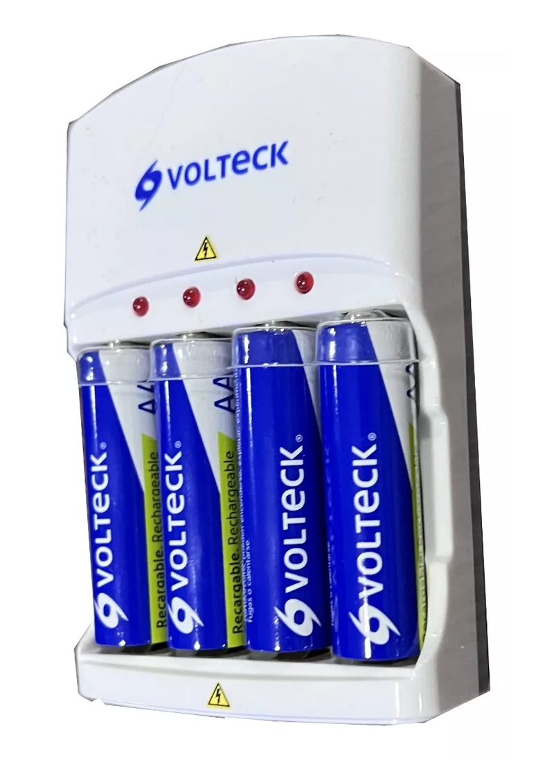 Cargador De Baterías AA/aaa Volteck con 4 Pilas AA Recargables