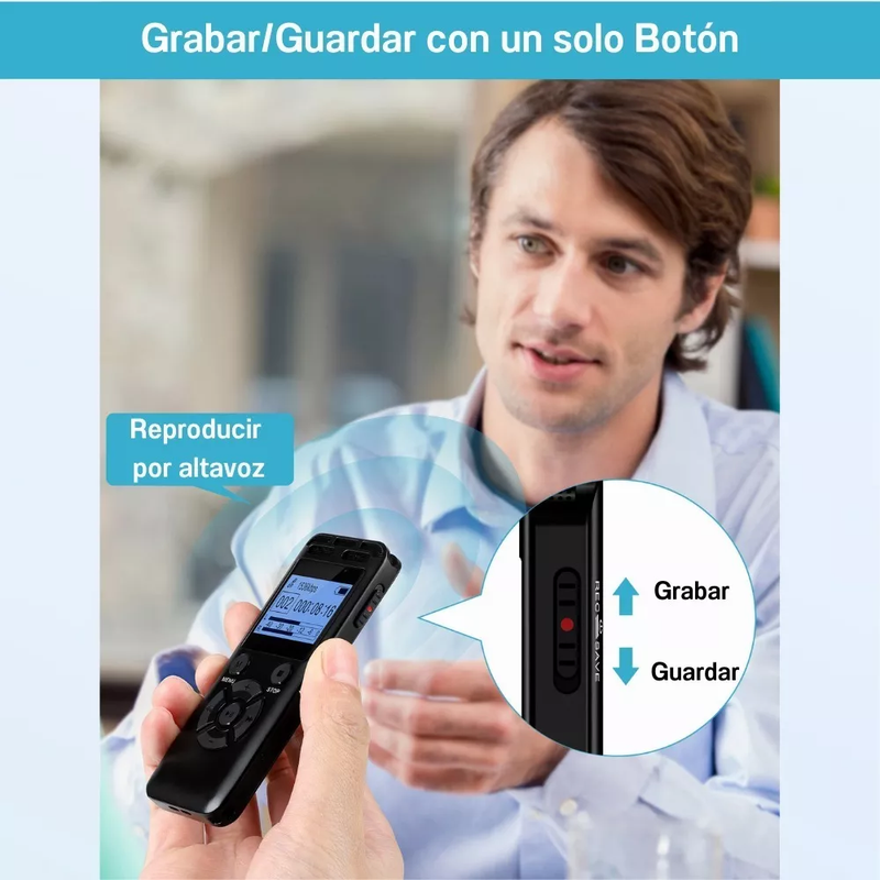 Grabadora de Voz Profesional V52 con Pantalla LCD 64GB