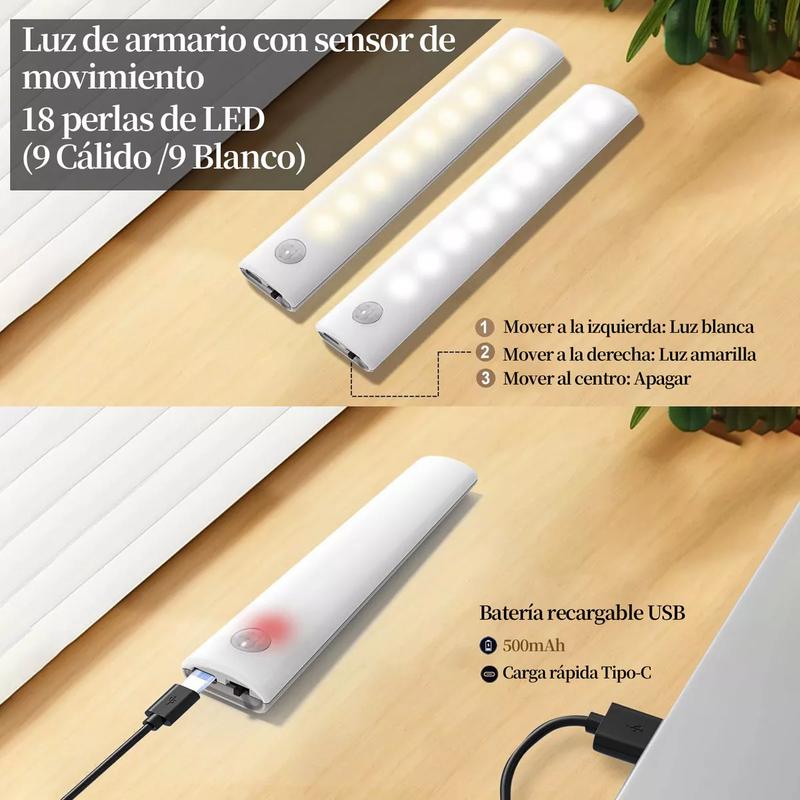 Lamparas de Pared LED con Estación de Carga Recargable 3pcs