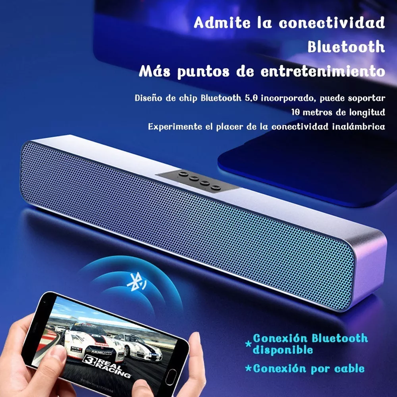 Barra Sonido Portátil RGB Bluetooth Subwoofer LED