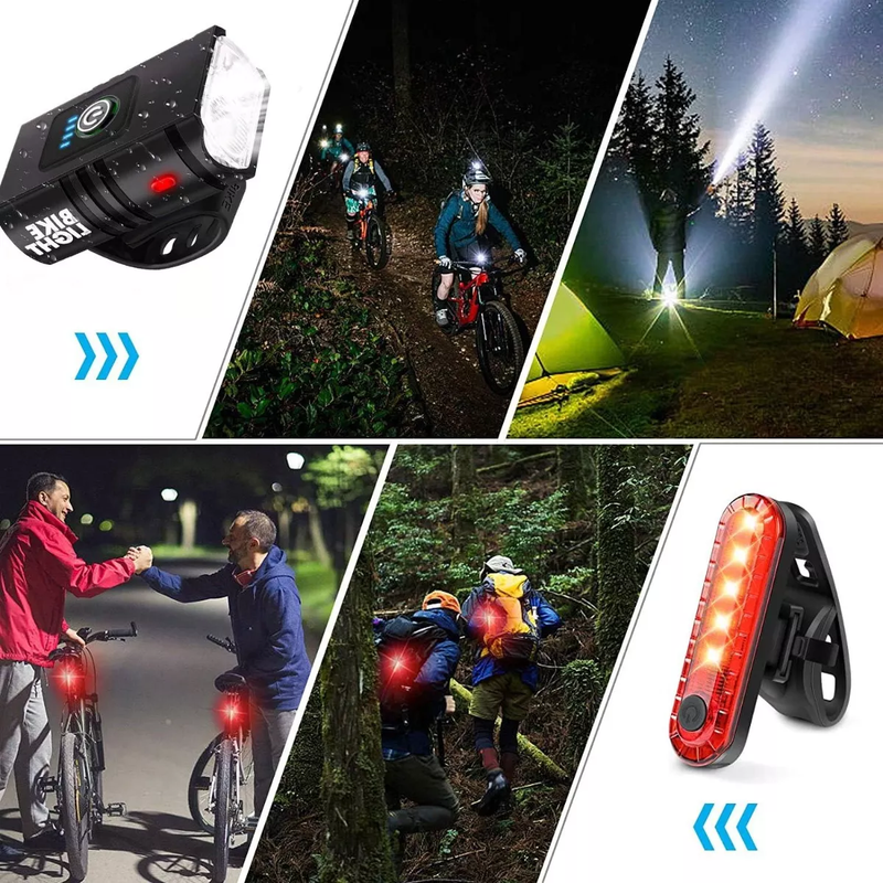 Luz LED para Bicicleta USB Recargable Delantera y Trasera Impermeable