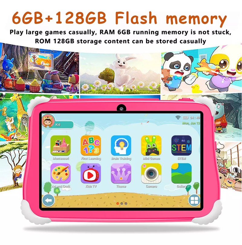 Tablet para Niños con Funda Android 11 6gb+128gb 7'' 8800 mAh