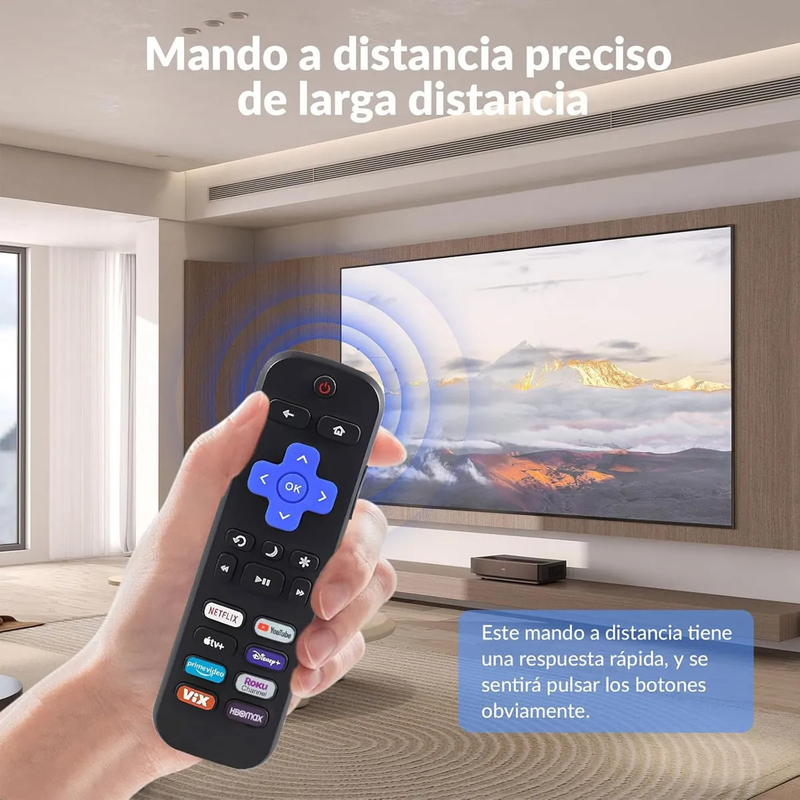 Control Remoto para Roku Hisense TCL RCA Sanyo Atvio con 8 Teclas de Acceso Rápido