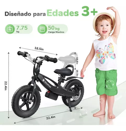 Bicicleta de Equilibrio Eléctrica Sk12 iScooter Para Niños 150w 10km Negro