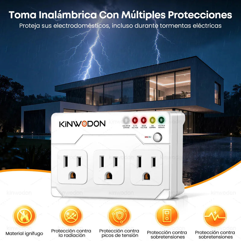 Protector de Voltaje 3800W 3 en 1 Kinwodon, Regulador para Equipos Electrónicos