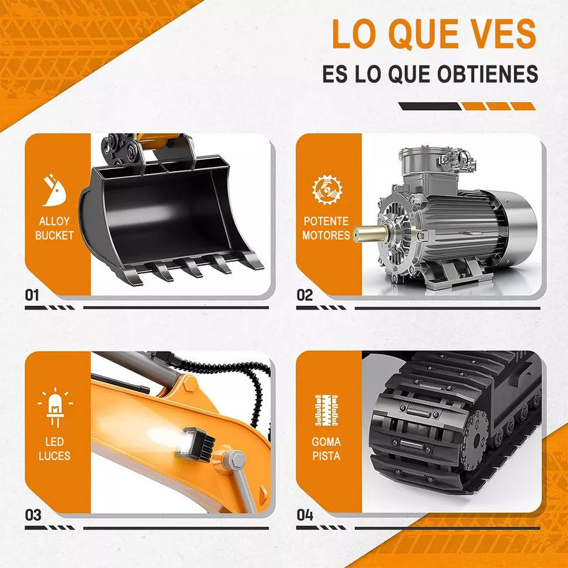 Excavadora a Control Remoto 2,4 GHz de 11 Canales