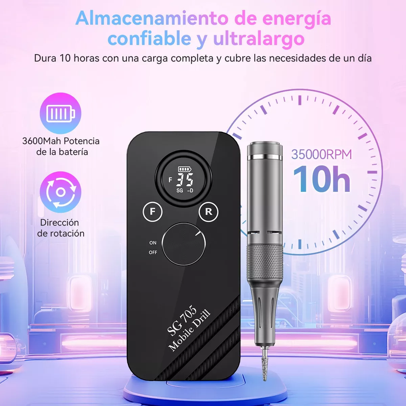 Pulidor De Uñas Esmeril Profesional Portátil 35000 RPM