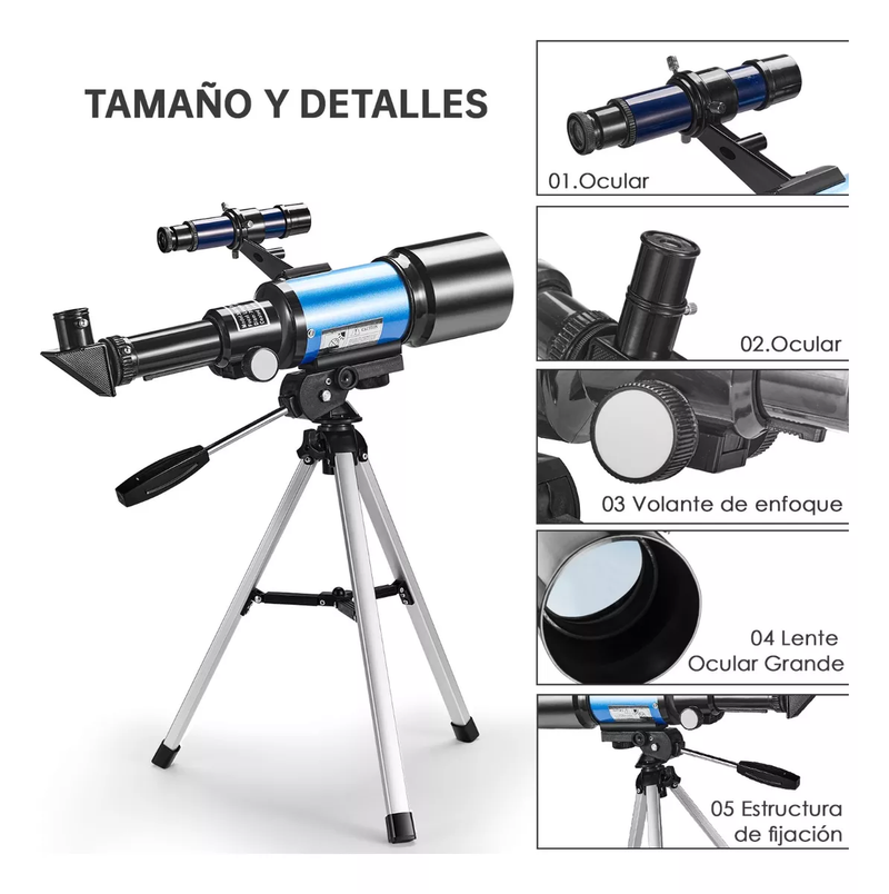 Telescopio Astronómico Profesional 70/300mm 15/150x HD
