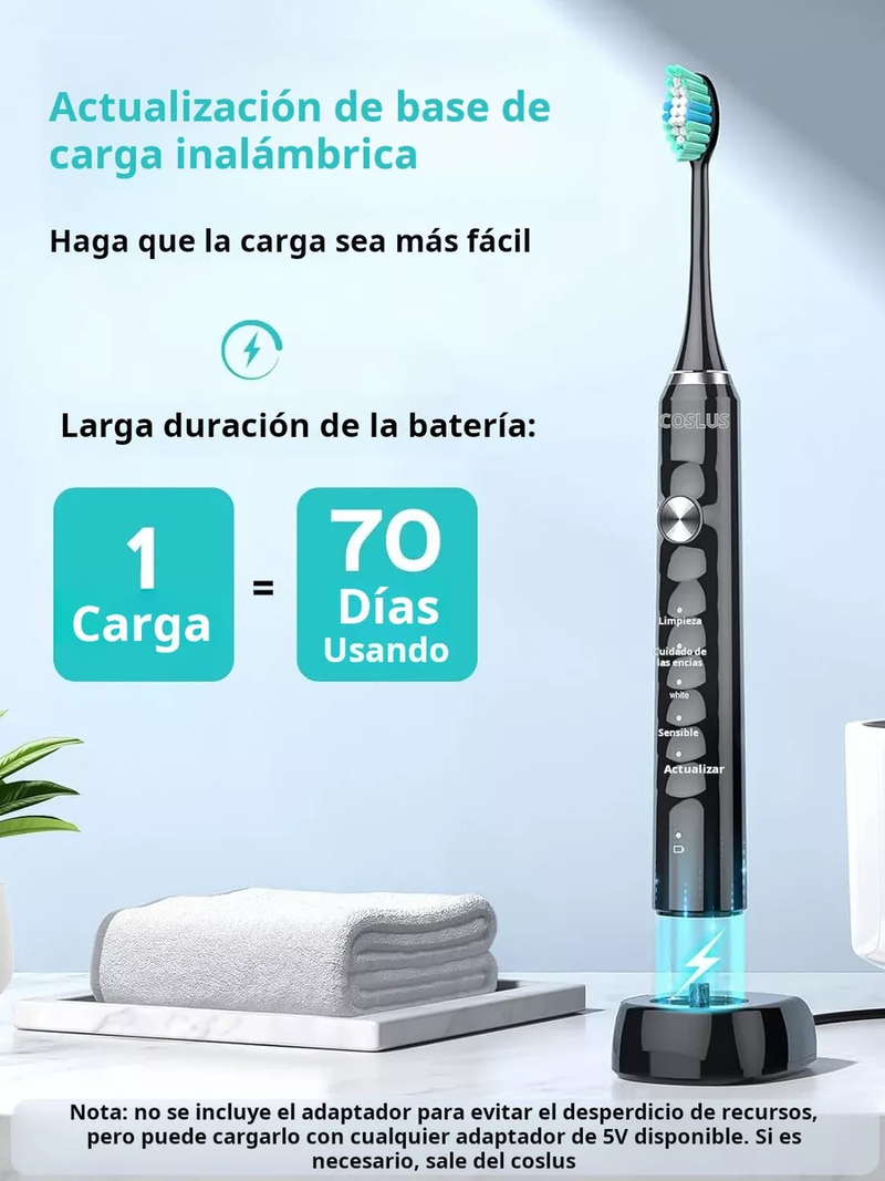 Cepillo de Dientes Eléctrico Recargable Coslus con 6 Cabezales