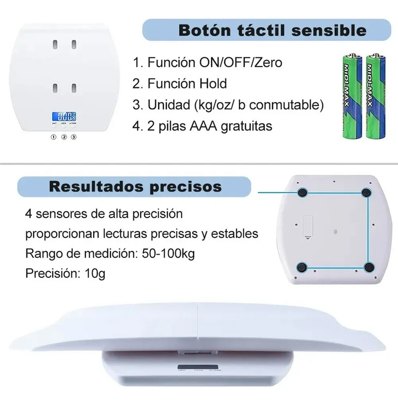 Bascula Digital Pediátrica Bebes LCD con Estadímetro 100kg