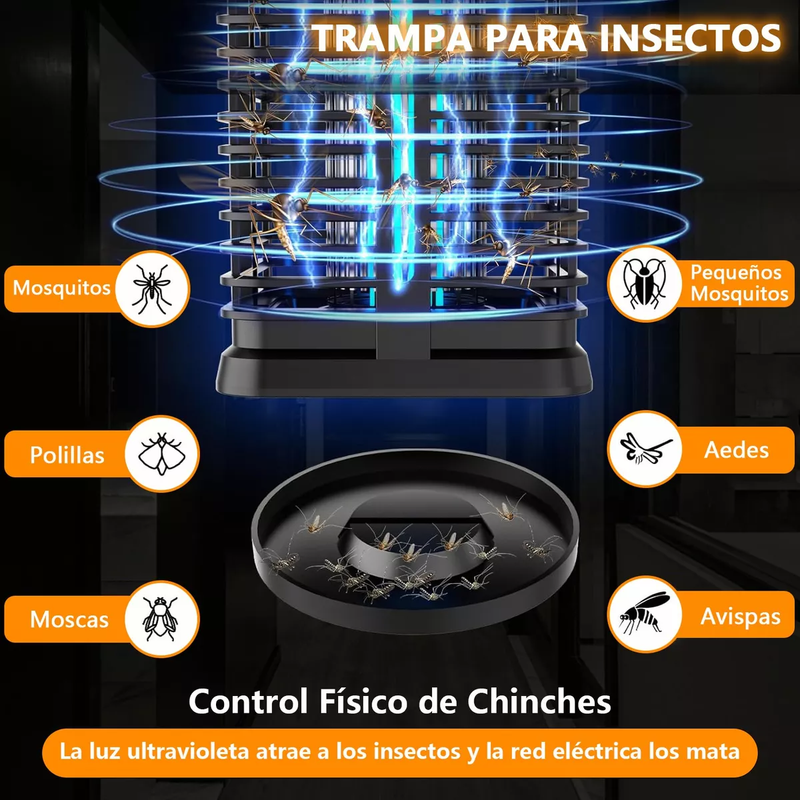 Lámpara Solar Antimosquitos con Luz Nocturna UV/LED 4000mAh