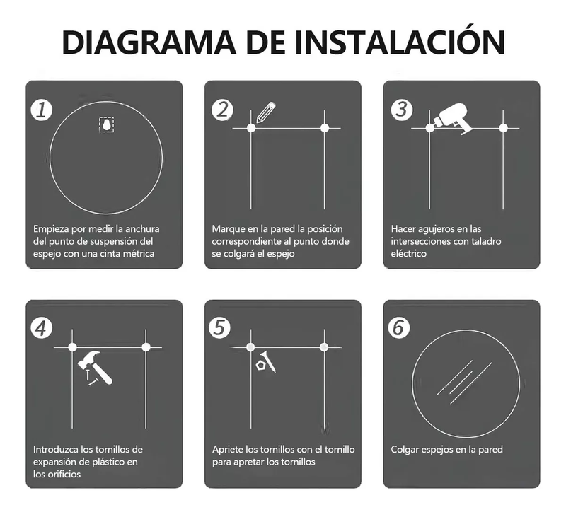 Espejo LED Redondo Touch y Función Antivaho Inteligente de 60cm