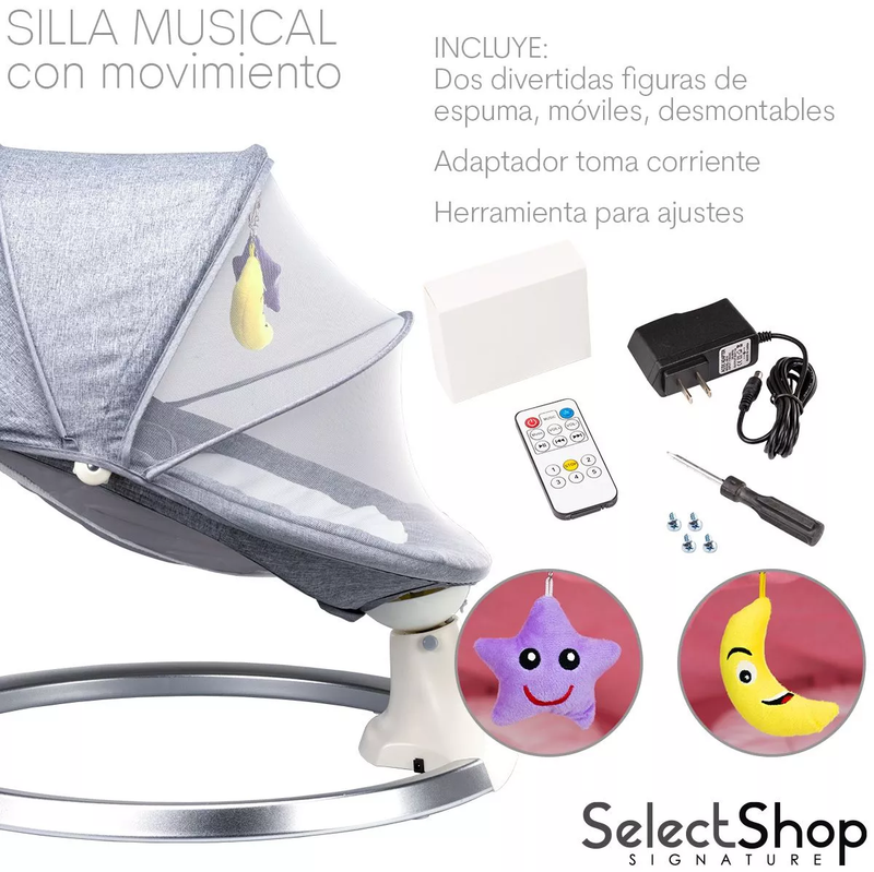 Silla Mecedora Musical Eléctrica para Bebé