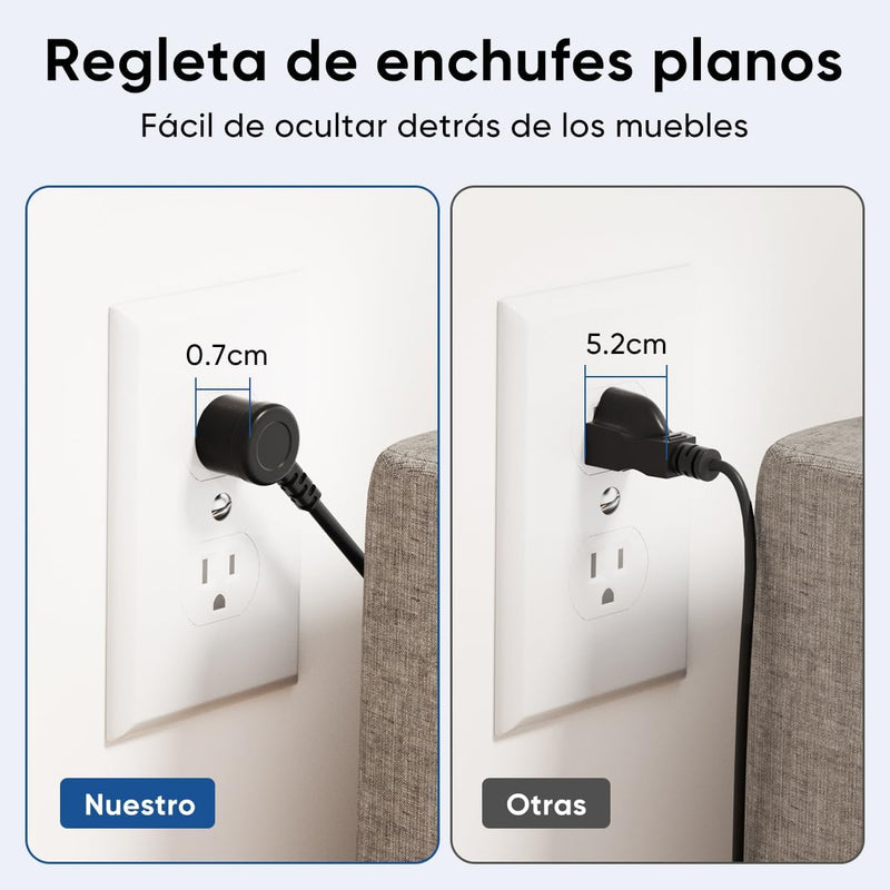 Multicontacto 12 En 1, Extensión Eléctrica con Protección contra Sobrecargas con Cable De 1.8m