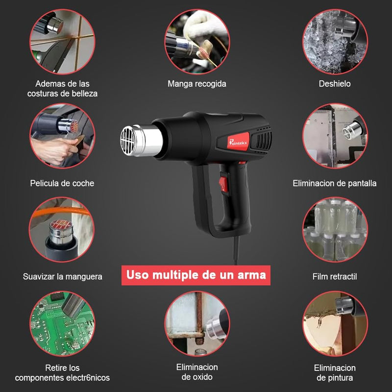 Pistola de Aire Caliente 2000W Ajustable 50-600℃, 300-500L/min