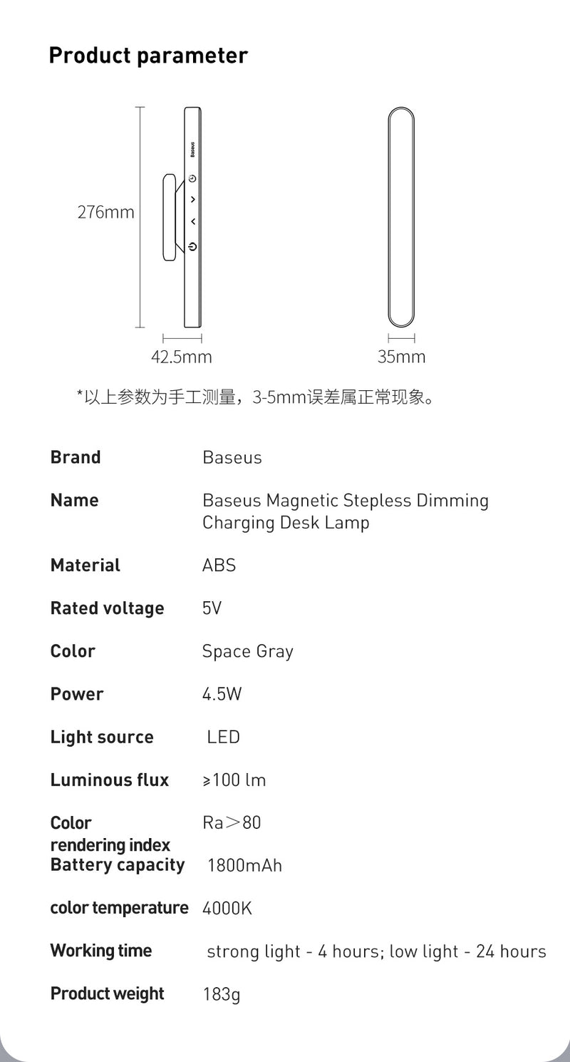 Lámpara Colgante LED Magnética Recargable Baseus