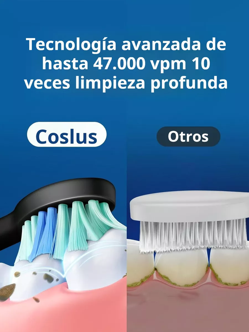 Cepillo de Dientes Eléctrico Recargable Coslus con 6 Cabezales