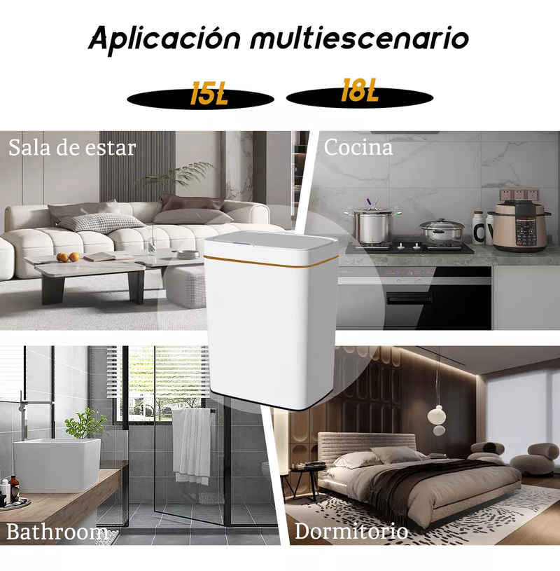 15L and 18L Smart Sensor Trash Cans, 2-Pack