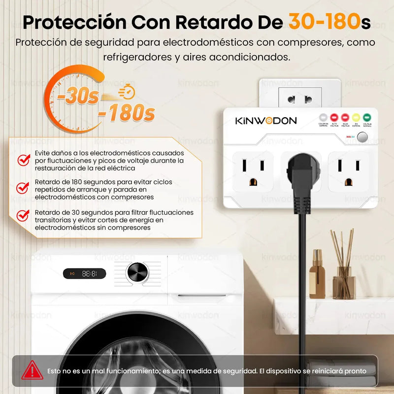 Protector de Voltaje 3800W 3 en 1 Kinwodon, Regulador para Equipos Electrónicos