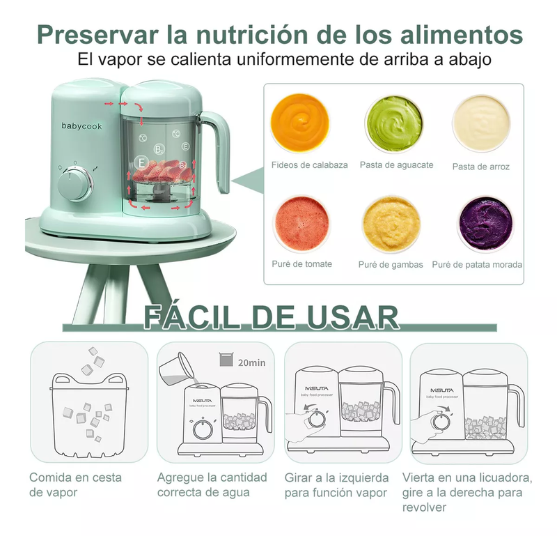 Procesador de Alimentos para Bebés Multifuncional 3 en 1