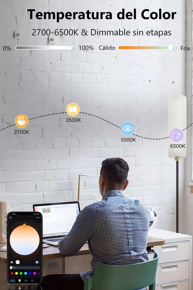 Lámpara de Piso Moderna Inteligente Wifi Control por APP