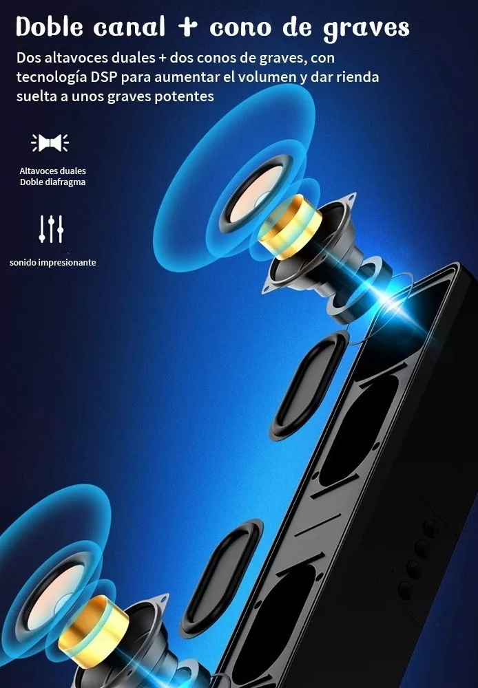 Barra Sonido Portátil RGB Bluetooth Subwoofer LED