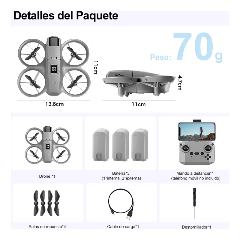 Mini Drone Con Cámara 4k Axnen Gt3