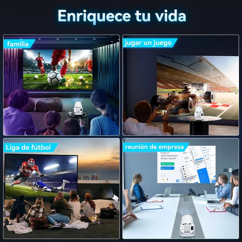 Proyector Portátil Android Wifi Bluetooth LED 1080p de 10000Lm