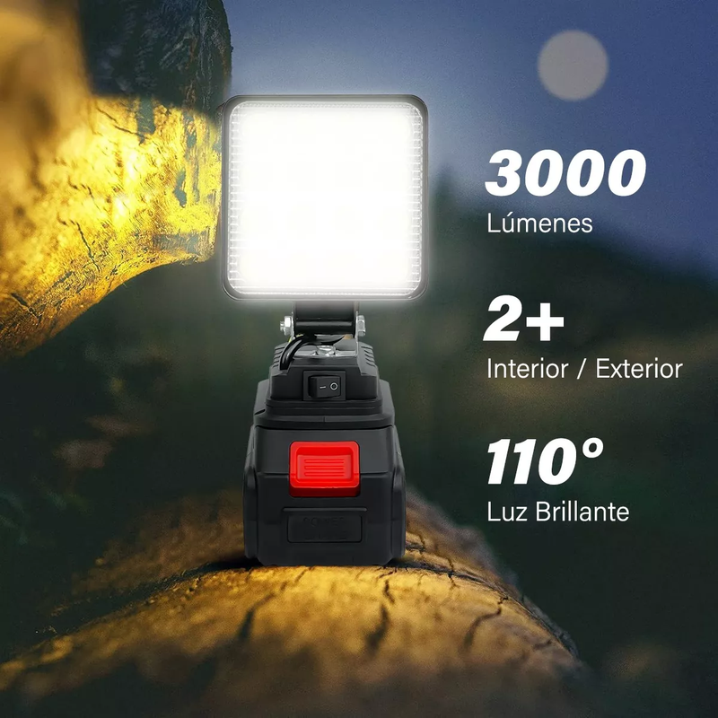 Lámpara LED Recargable de Trabajo o Camping de 3000 Lúmenes