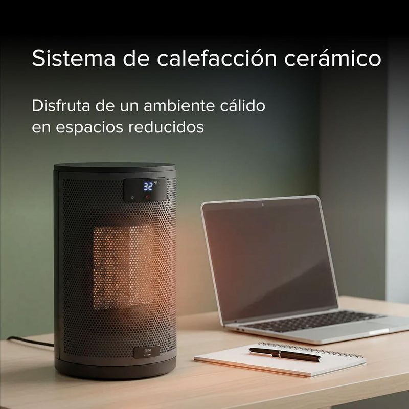 Calentador Eléctrico Portátil AVERA CAL03 con Control Remoto, Pantalla Digital y 2 Potencias