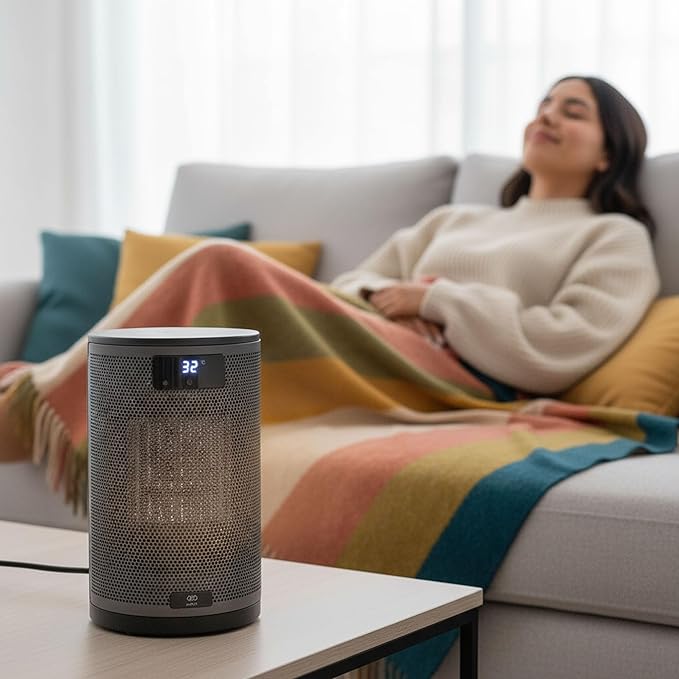 Calentador Eléctrico Portátil AVERA CAL03 con Control Remoto, Pantalla Digital y 2 Potencias