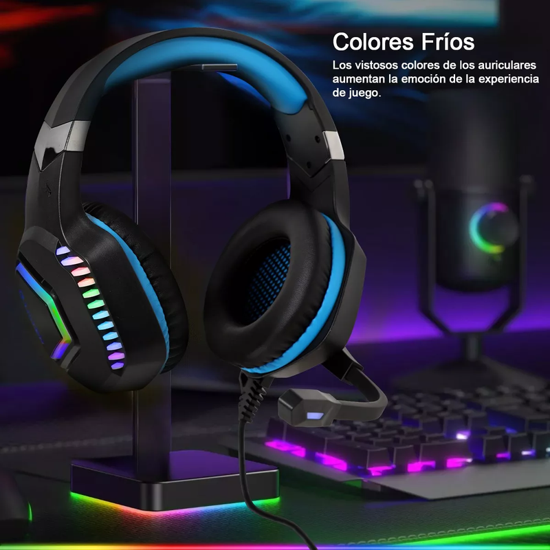 Audífonos Gamer Alámbricos LED con Diadema