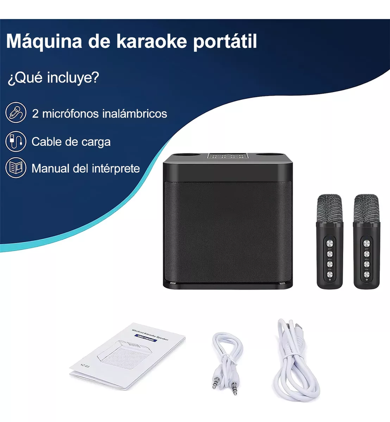 Bocina Inalámbrica Portátil con Función Karaoke Bluetooth