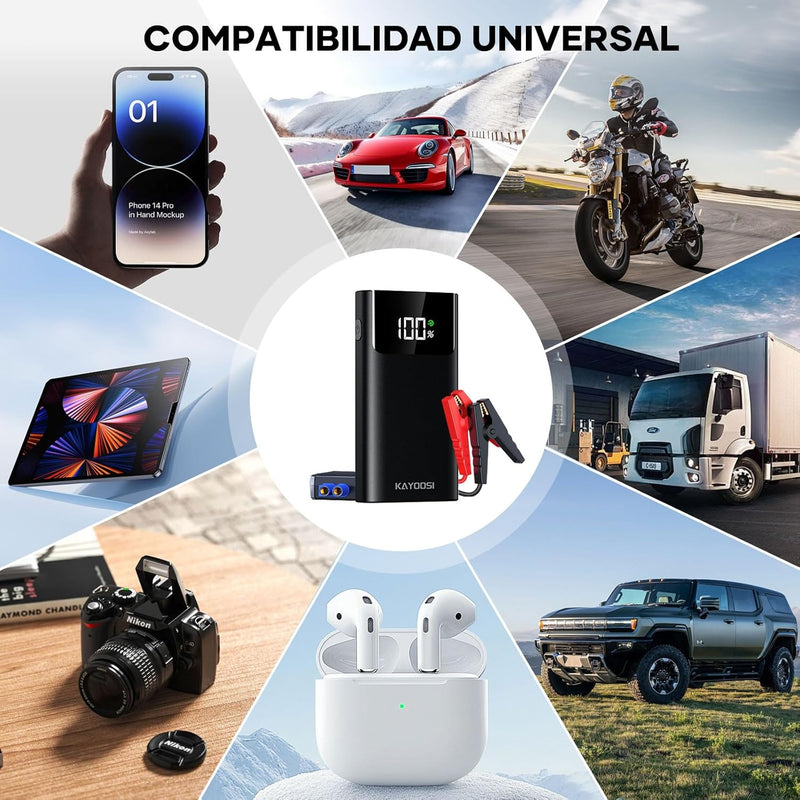 Arrancador Portátil de Batería de Coche 3000A Kayoosi con Pantalla LCD