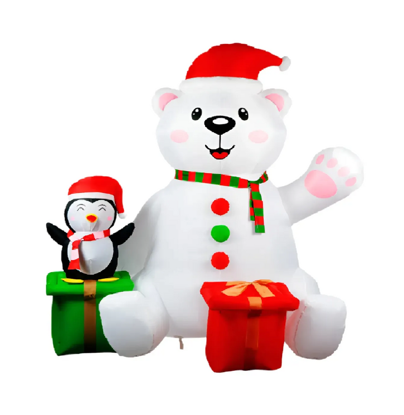 Inflable Navideño de Oso Polar y Cajas con Luz de 180 cm