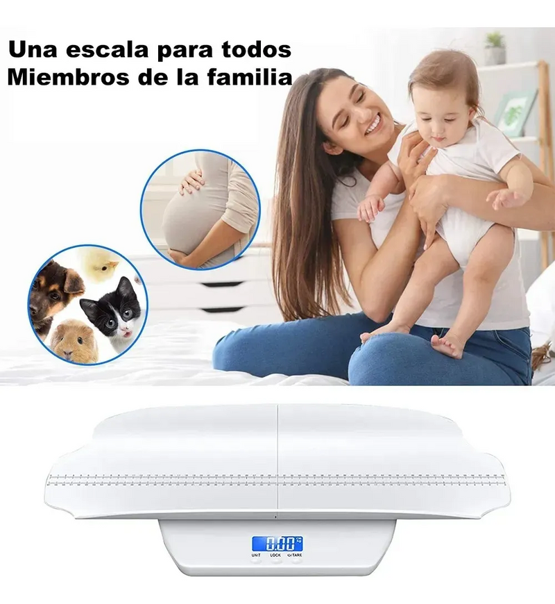 Bascula Digital Pediátrica Bebes LCD con Estadímetro 100kg