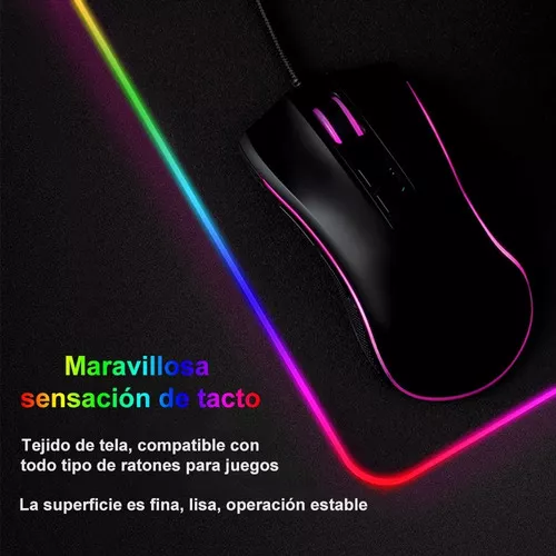 Mouse Pad Gamer RGB Antideslizante 80x30 cm Negro