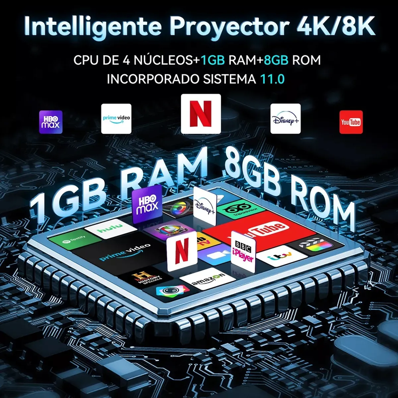 Proyector Portátil Android Wifi Bluetooth LED 1080p de 10000Lm