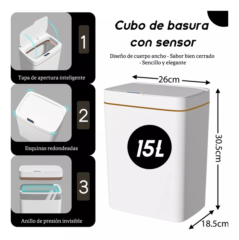 15L and 18L Smart Sensor Trash Cans, 2-Pack