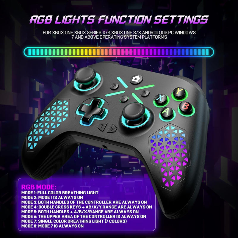 Mando Inalámbrico RGB para Xbox y PC con Botones Programables y Turbo