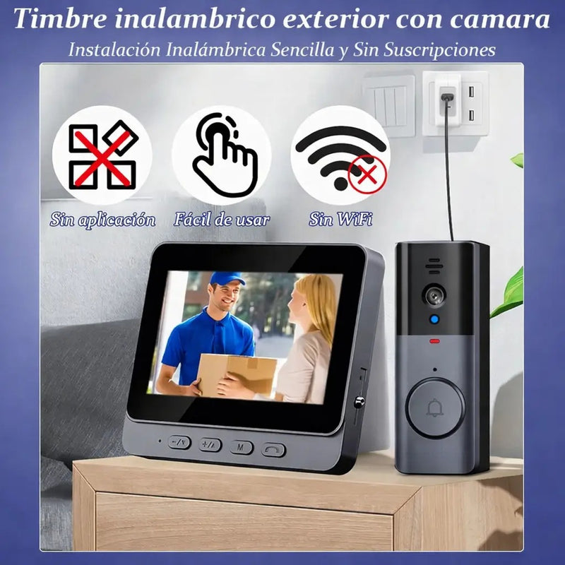 Timbre Inalámbrico con Cámara Inteligente y Pantalla de 4.3"
