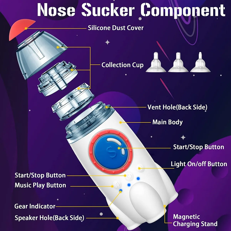 Aspirador Nasal Electrico para Bebe de Nave Espacial